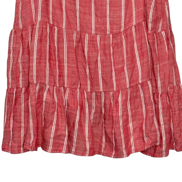 True Craft Junior’s Tiered Tie Shoulder Red Striped Top - Size Medium - NWT - Picture 3 of 7